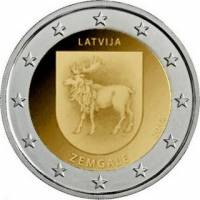 (009) Монета Латвия 2018 год 2 евро "Земгале"  Биметалл  UNC